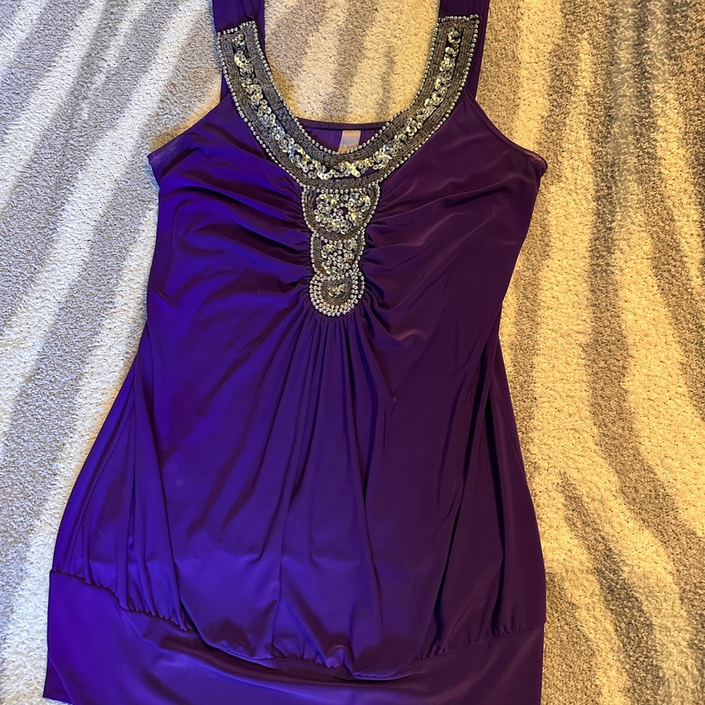 Purple tank top with sequins